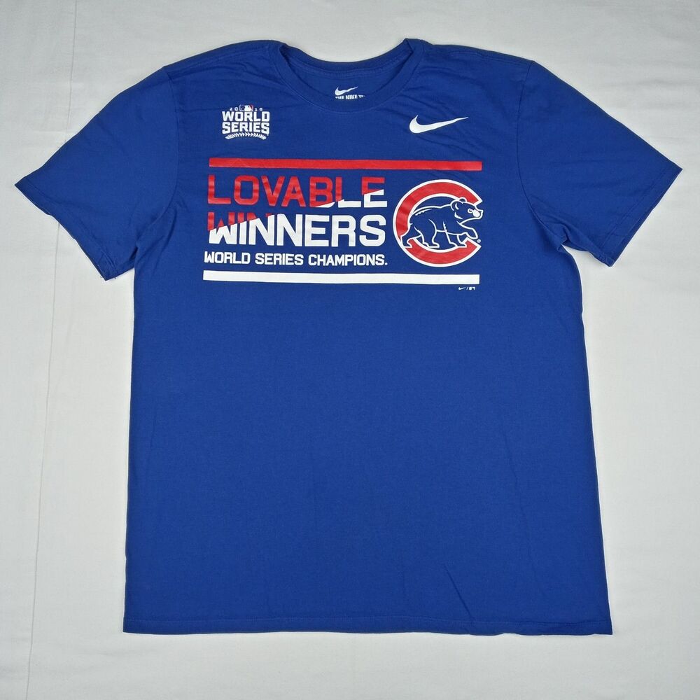 NIKE Chicago Cubs T-Shirt 2016 Champions MLB Men's Large Lovable Winners